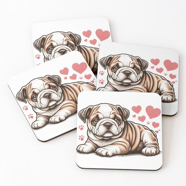 Item preview, Lovely Bulldog with Love Hearts designed and sold by nicnacc.