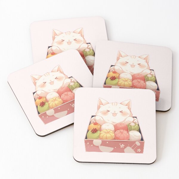 Item preview, White Cat and Box of Wagashi designed and sold by NikoNekoDesigns.