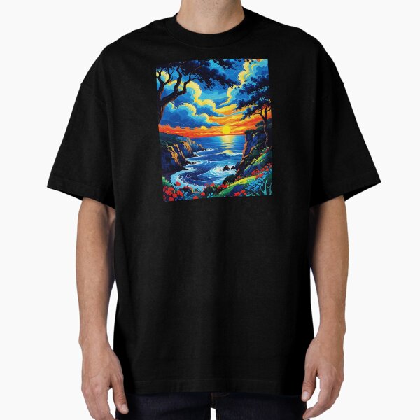 Paysage imaginaire d'art fantastique T-shirt oversize