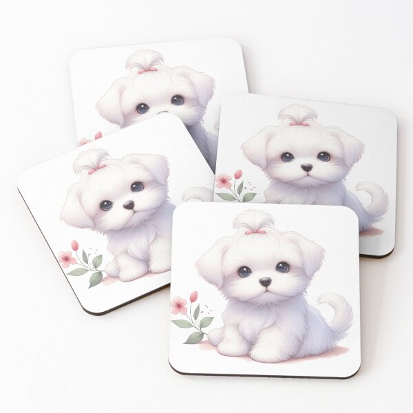 Item preview, Cute Maltese puppy with a pink bow designed and sold by nicnacc.