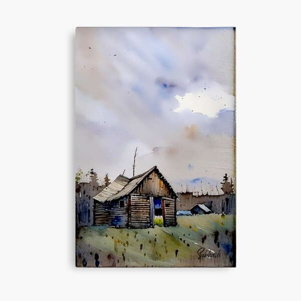 Item preview, Water color landscape of a small village with beautiful huts designed and sold by subhashlimaye.