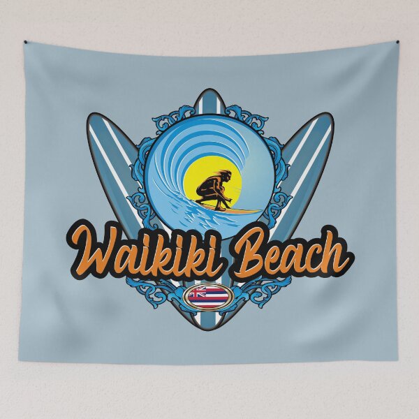 Item preview, Waikiki Beach Hawaii surfer vintage surfboard designed and sold by studioss76.