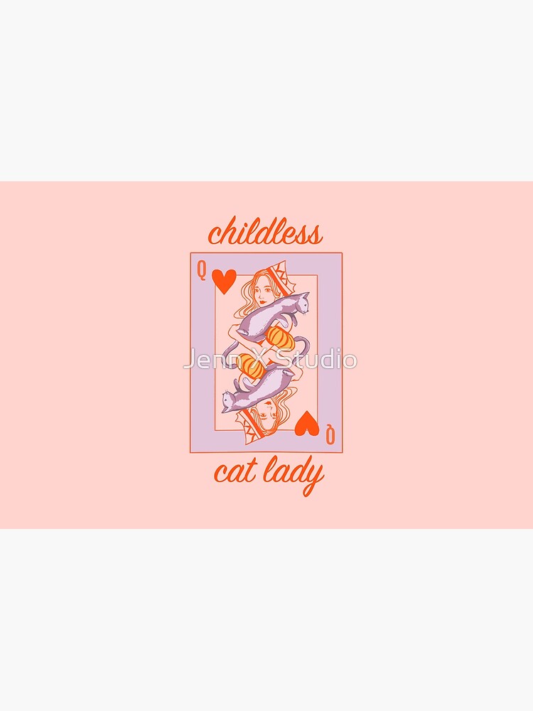 Thumbnail 4 of 4, Zipper Pouch, Childless cat lady illustration designed and sold by paintedplaces.