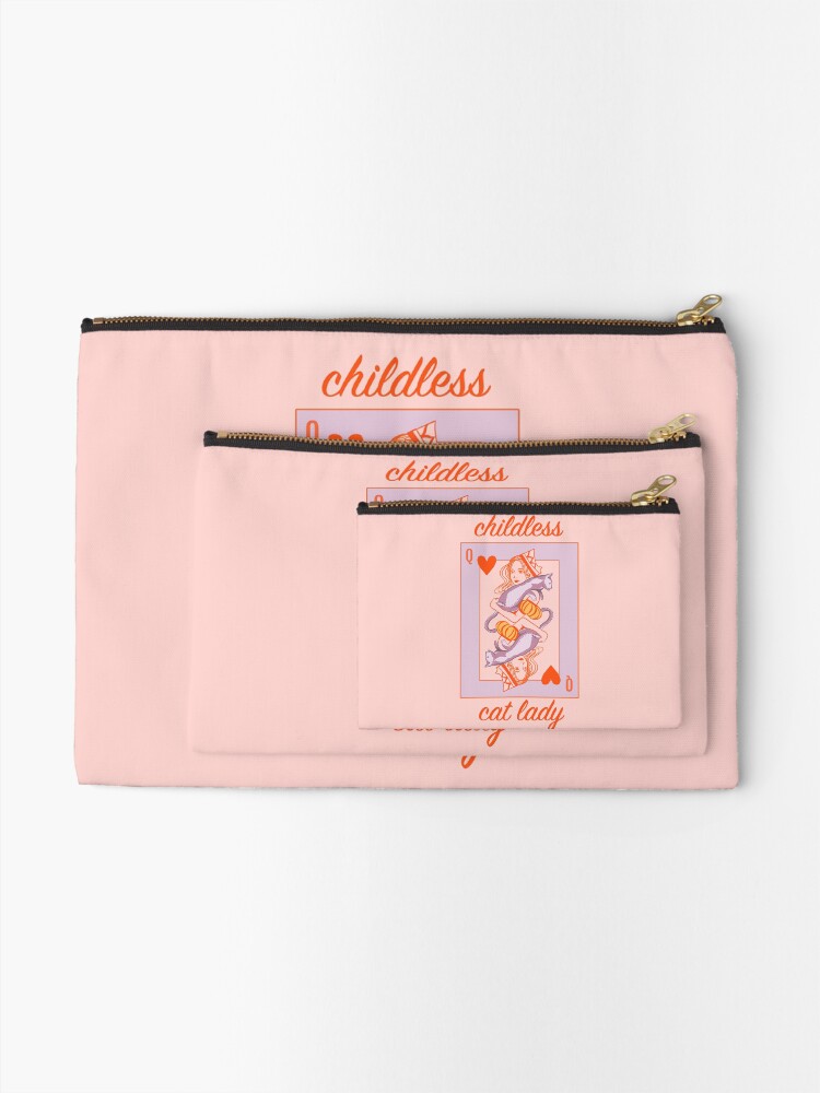 Thumbnail 2 of 4, Zipper Pouch, Childless cat lady illustration designed and sold by paintedplaces.