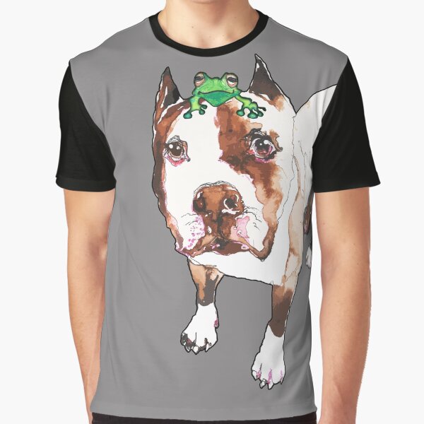 Pitbull dog and his Friend Frog Graphic T-Shirt
