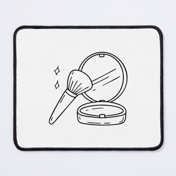 Item preview, Makeup brush resting next to an open compact mirror designed and sold by rasagamastore.