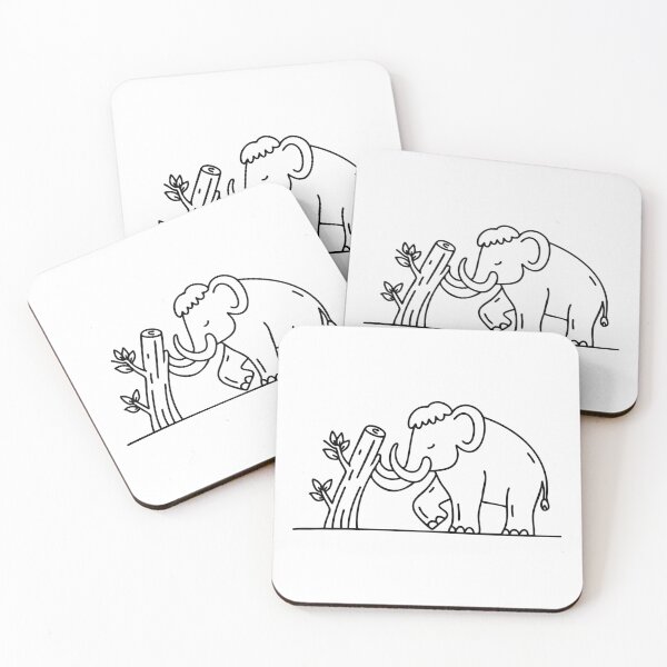 Item preview, Mammoth pushing against a fallen tree with its massive head designed and sold by rasagamastore.