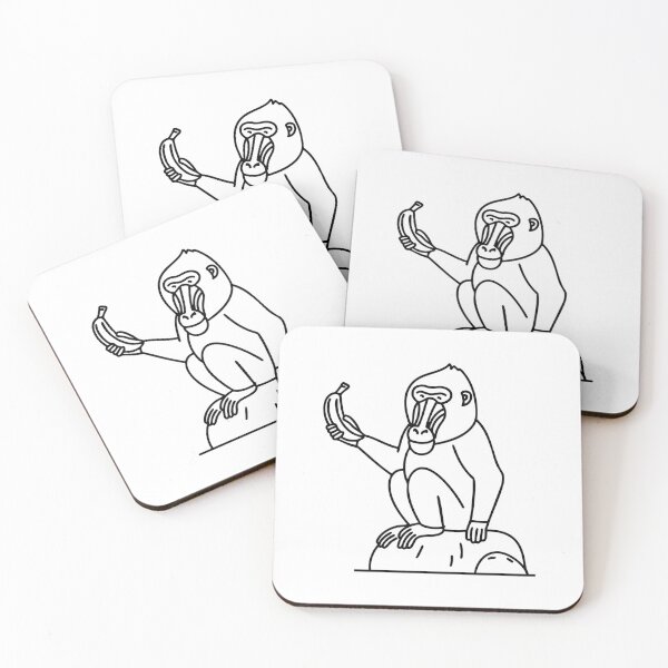 Item preview, Mandrill sitting on a rock holding a banana designed and sold by rasagamastore.