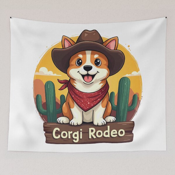 Item preview, Corgi Rodeo – Vintage Western Charm & Cute Canine Personality designed and sold by zoughlal.