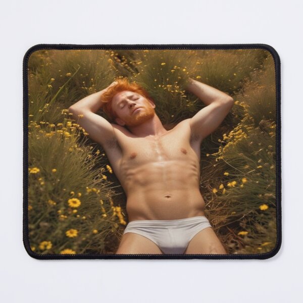 Item preview, Wildflower Dream – Redhead Male Portrait in Underwear designed and sold by PurrfectMess.