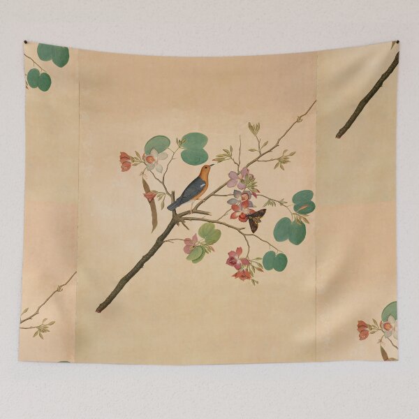 Item preview, An Orange-Headed Ground Thrush and  Orchid Branch designed and sold by ClassicPixl.