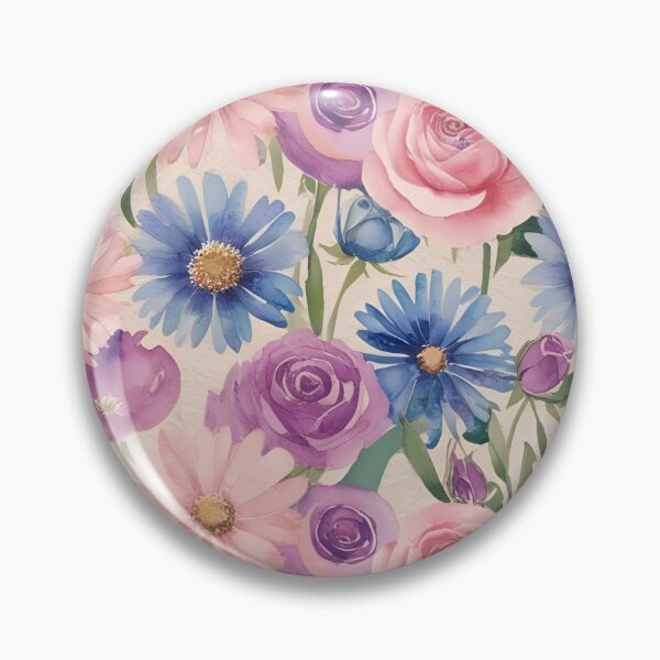Aperçu de l'œuvre Fleurs aquarelles roses, violettes et bleues créée et vendue par TenkaTees.