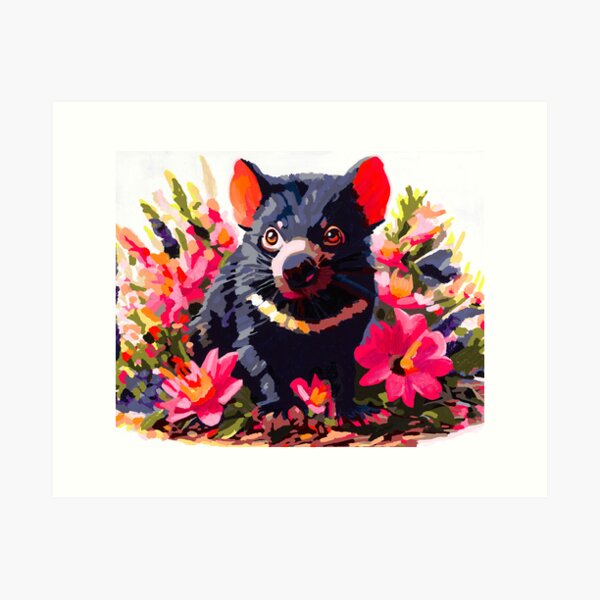 Item preview, Tasmanian Devil with Flowers designed and sold by OffbeatTassie.