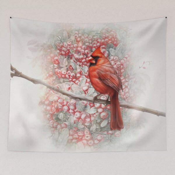 Item preview, Red Cardinal Perched On A Branch  designed and sold by Pretty-Bird.