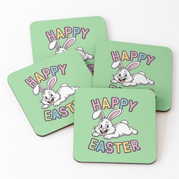 Item preview, Cute Happy Easter Bunny Illustration with Colorful Festive Text designed and sold by ElenaHrubes.