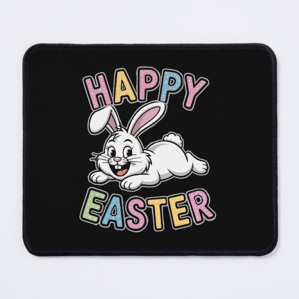 Item preview, Cute Happy Easter Bunny Illustration with Colorful Festive Text designed and sold by ElenaHrubes.