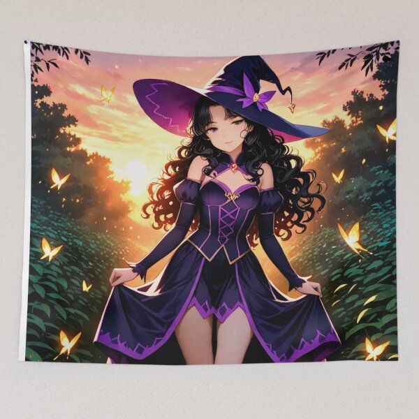 Item preview, Witch in a purple dress surrounded by magical butterflies designed and sold by Octagon20XX.