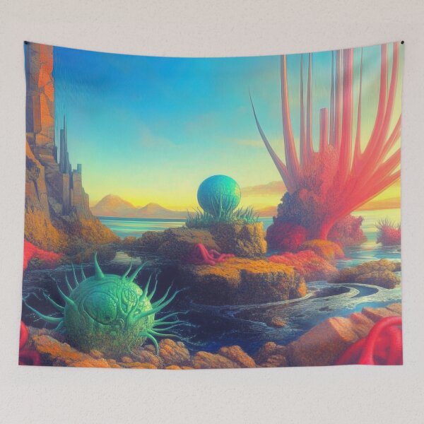 Item preview, Xenolithic Shores: The Biomorphic Bloom of Azure Tides designed and sold by bloorose.
