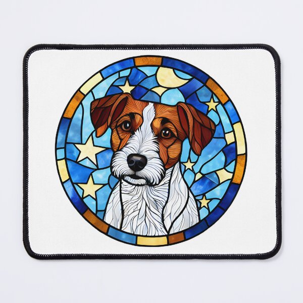 Item preview, Stained Glass Jack Russell Terrier Under a Starry Sky designed and sold by Fredster1966.