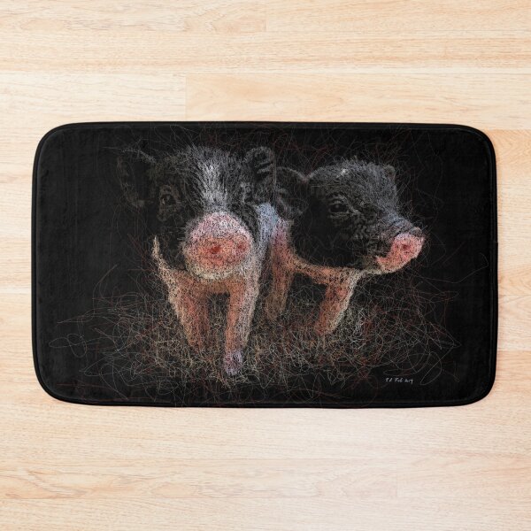 Item preview, Scribble Piglet Duo: Dark Whimsical Animal Art designed and sold by DeeplyShallow Art.