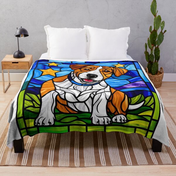 Item preview, Stained Glass Jack Russell Terrier Under a Starry Sky designed and sold by Fredster1966.