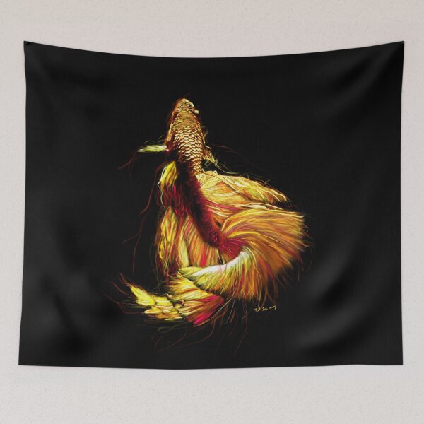Item preview, Golden Betta Dance: Fiery Aquatic Art Print designed and sold by DeeplyShallow Art.