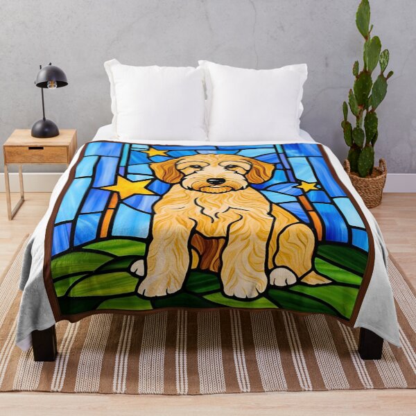 Item preview, Stained Glass Goldendoodle Under a Starry Sky designed and sold by Fredster1966.
