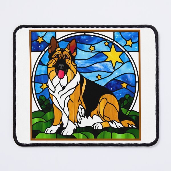 Item preview, Stained Glass German Shepherd Under a Starry Sky designed and sold by Fredster1966.
