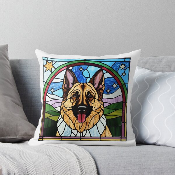 Item preview, Stained Glass German Shepherd Under a Starry Sky designed and sold by Fredster1966.