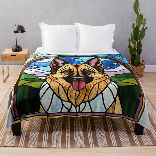 Item preview, Stained Glass German Shepherd Under a Starry Sky designed and sold by Fredster1966.