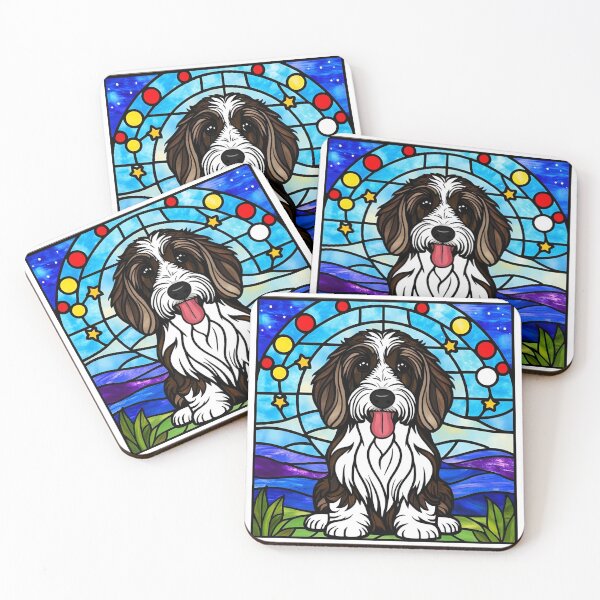 Item preview, Stained Glass Bernedoodle Under a Starry Sky designed and sold by Fredster1966.