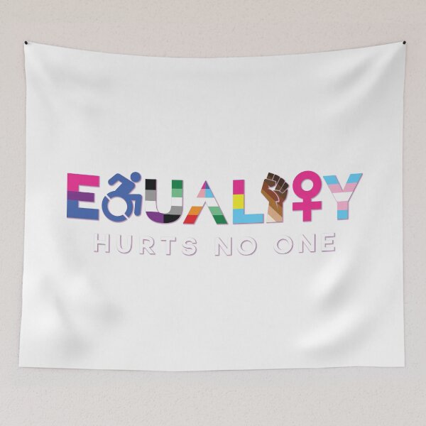 Item preview, Equality Hurts No One - Bi, Ace, Aro, WLW, MLM, Skin tone Range, Trans; White Text designed and sold by Star Danny Baeson.