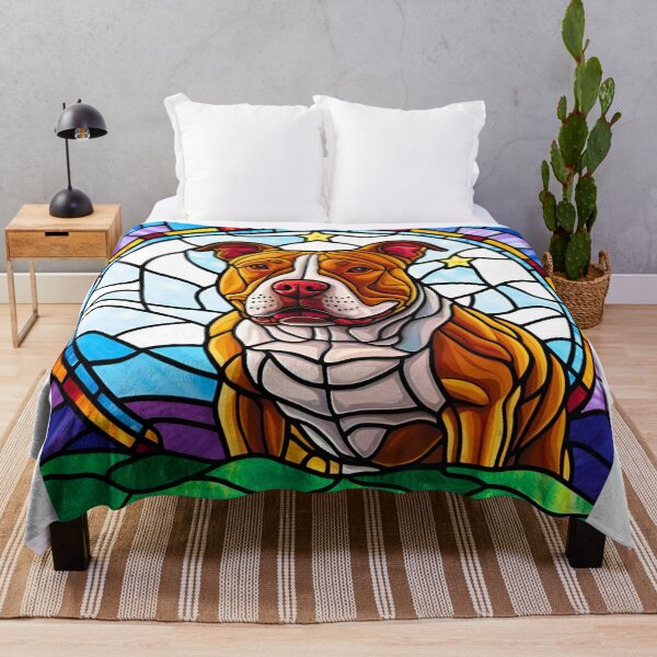 Item preview, Stained Glass Pitbull Under a Starry Sky designed and sold by Fredster1966.