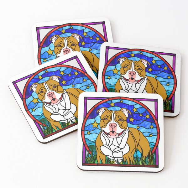Item preview, Stained Glass Pitbull Under a Starry Sky designed and sold by Fredster1966.
