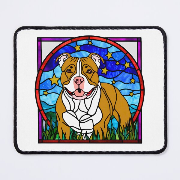 Item preview, Stained Glass Pitbull Under a Starry Sky designed and sold by Fredster1966.