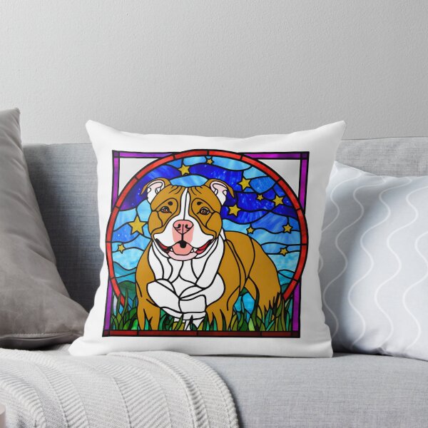 Item preview, Stained Glass Pitbull Under a Starry Sky designed and sold by Fredster1966.