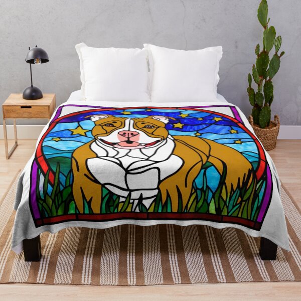 Item preview, Stained Glass Pitbull Under a Starry Sky designed and sold by Fredster1966.