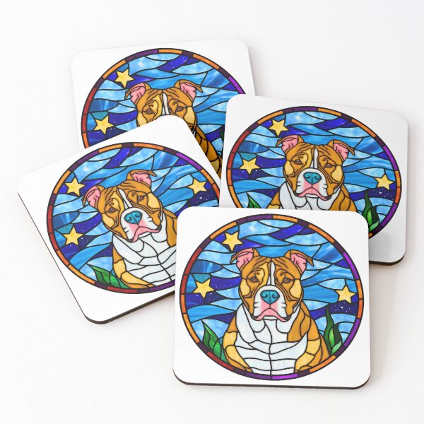 Item preview, Stained Glass Pitbull Under a Starry Sky designed and sold by Fredster1966.