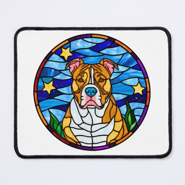 Item preview, Stained Glass Pitbull Under a Starry Sky designed and sold by Fredster1966.