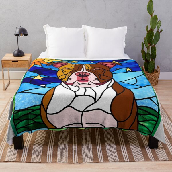Item preview, Stained Glass Pitbull Under a Starry Sky designed and sold by Fredster1966.