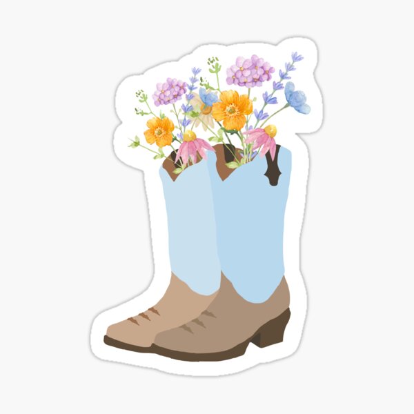 Cowboy Boot Flowers Sticker