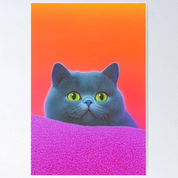 Item preview, Bold Neon Cat Design – Vibrant Digital Feline Illustration – Colorful Artistic Animal Print designed and sold by Pixeluminate.
