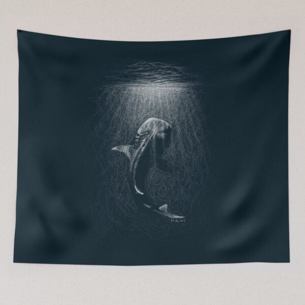 Item preview, Abyssal Whale Shark Descent: Deep Sea Scribble Art designed and sold by DeeplyShallow Art.