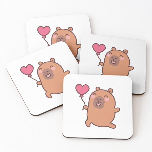 Item preview, Capybara Love on the Run: Kawaii Capybara Design with a Heart Balloon for a Touch of Joy designed and sold by Polarisofficial.
