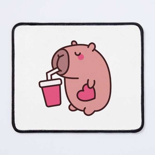 Item preview, Refreshing Capybara Love: Kawaii Design of a Capybara Drinking Soda with a Heart for a Sweet Touch designed and sold by Polarisofficial.
