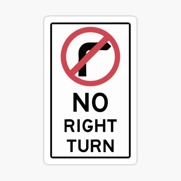 no right turn Sticker