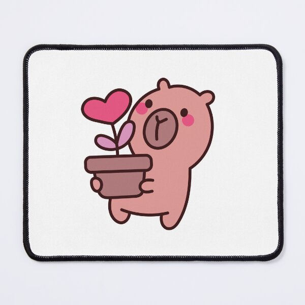Item preview, Capybara Garden of Love: Kawaii Capybara Design with Heart Plant designed and sold by Polarisofficial.