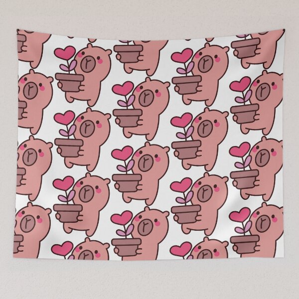 Item preview, Capybara Garden of Love: Kawaii Capybara Design with Heart Plant designed and sold by Polarisofficial.