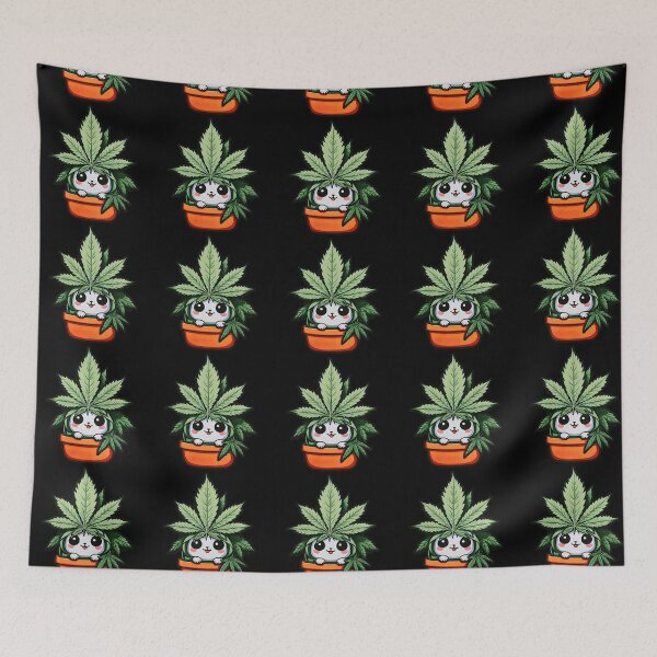 Item preview, Cute Cannabis Cat - Kawaii Kitty in Weed Pot designed and sold by Doriiion.