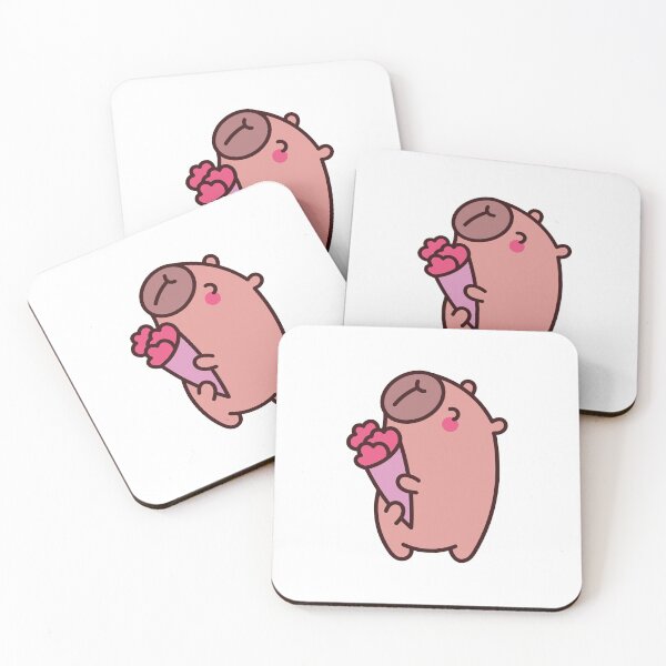 Item preview, Romantic Capybara: Kawaii Capybara Design with a Bouquet of Hearts designed and sold by Polarisofficial.